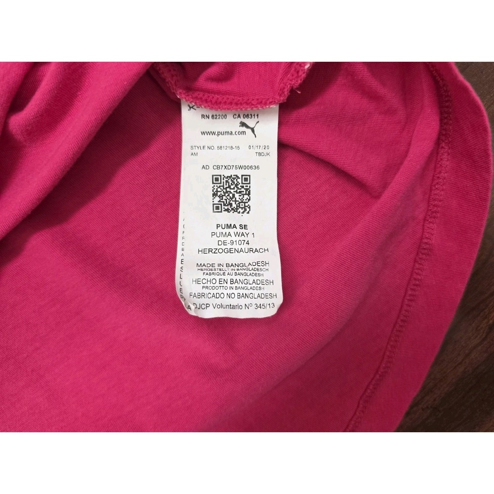 Puma Girls Pink Logo Graphic T Shirt Size L Short Sleeve Athletic Activewear Tee - Picture 5 of 6